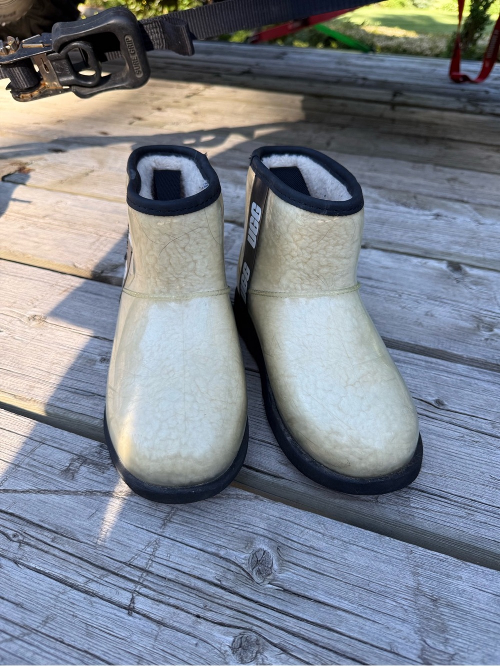 UGG Cream Short Ankle Boots with Black Trim